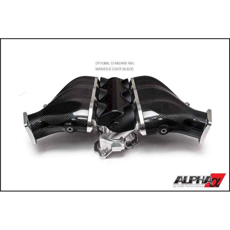 AMS Performance 2009+ Nissan GT-R Alpha Carbon Fiber/Billet Intake Manifold w/Std Fuel Rail - Clear