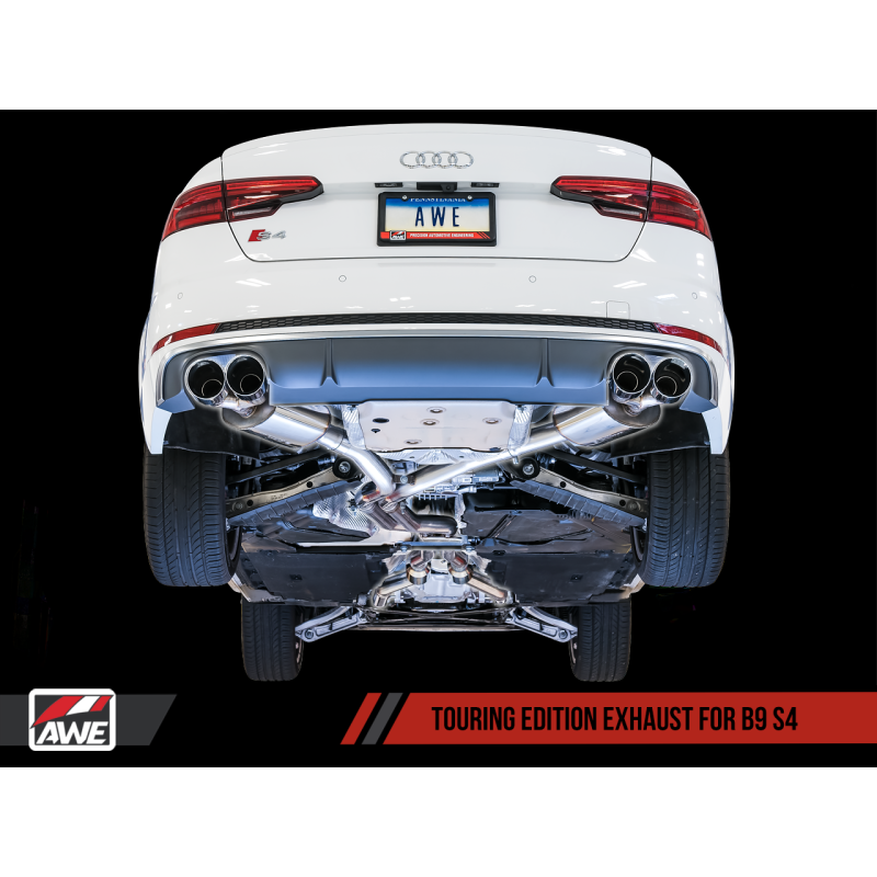 AWE Tuning Audi B9 S4 Touring Edition Exhaust - Non-Resonated (Silver 102mm Tips)
