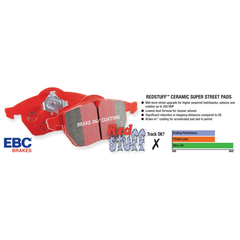 EBC Redstuff Brake Pads -  98-05 Porsche 911 (996) (Cast Iron Rotor only) 3.4 Carrera 2 - Rear Brake Pads