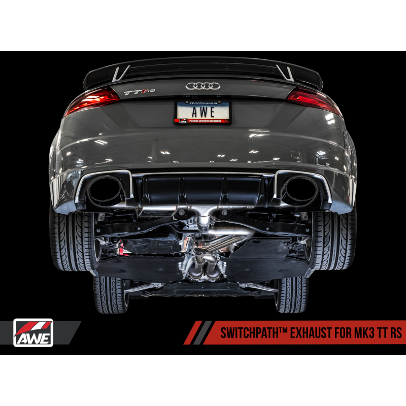 AWE Tuning 18-19 Audi TT RS 2.5L Turbo Coupe 8S/MK3 SwitchPath Exhaust w/Diamond Black RS-Style Tips - T1 Motorsports