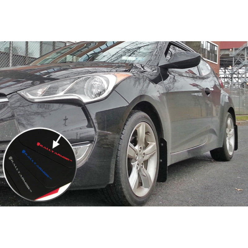 Rally Armor 12-18 Hyundai Veloster Black UR Mud Flap w/ Red Logo - T1 Motorsports