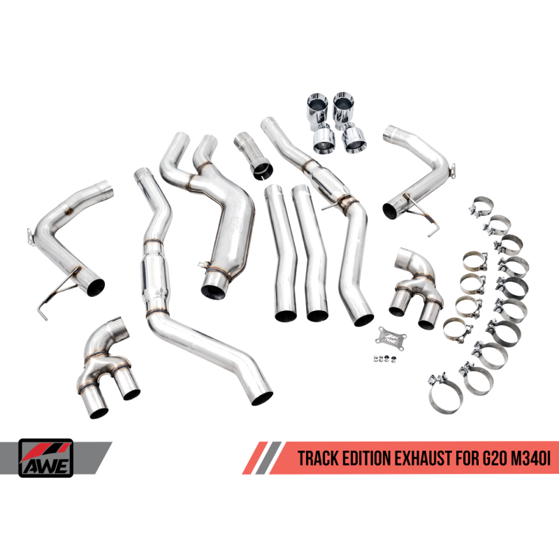 AWE Tuning 2019+ BMW M340i (G20) Track Edition Exhaust - Quad Diamond Black Tips