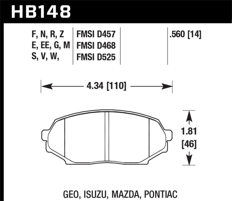 Hawk 90-93 Mazda Miata DTC-50 Race Front Brake Pads - T1 Motorsports