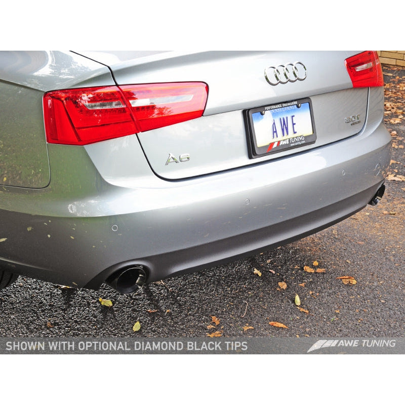 AWE Tuning Audi C7 A6 3.0T Touring Edition Exhaust - Dual Outlet Diamond Black Tips - T1 Motorsports