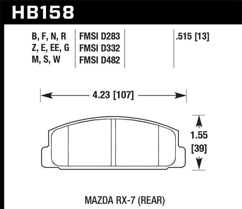 Hawk 86-95 Mazda RX-7 Performance Ceramic Street Rear Brake Pads - T1 Motorsports