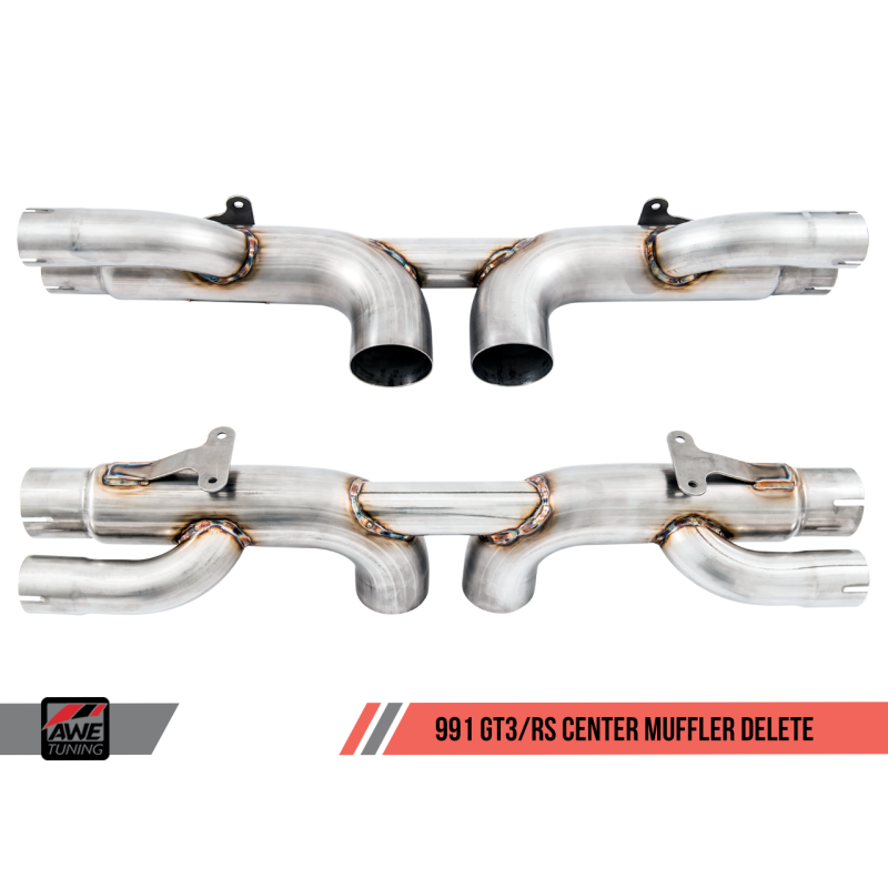AWE Tuning Porsche 991 GT3 / RS Center Muffler Delete - Diamond Black Tips