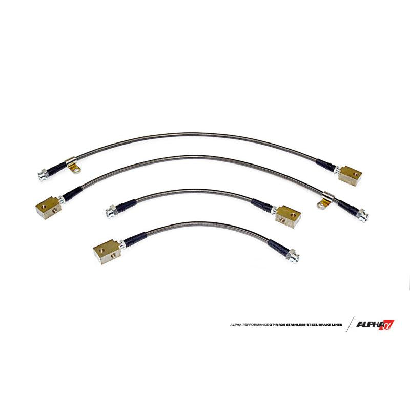 AMS Performance 2009+ Nissan GT-R R35 Alpha Short Route Style Stainless Steel Brake Lines - T1 Motorsports
