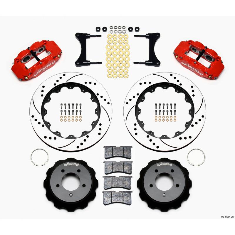 Wilwood Narrow Superlite 6R Front Hat Kit 14.00in Drill Red 93-96 Mazda RX7 - T1 Motorsports